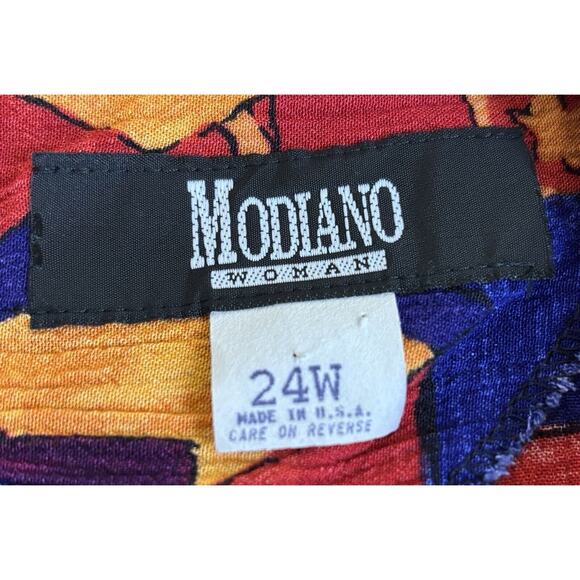 Vintage Modiano Button Up Blouse Plus Size 24W Art To Wear Teacher Made Is USA - Picture 4 of 7